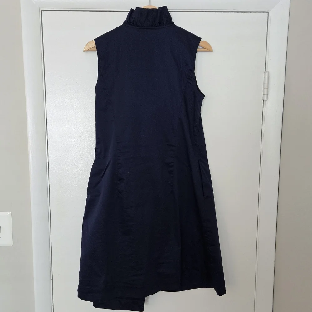 Elizabeth McKay Scotland Navy Ruffle Wrap Dress Size 8